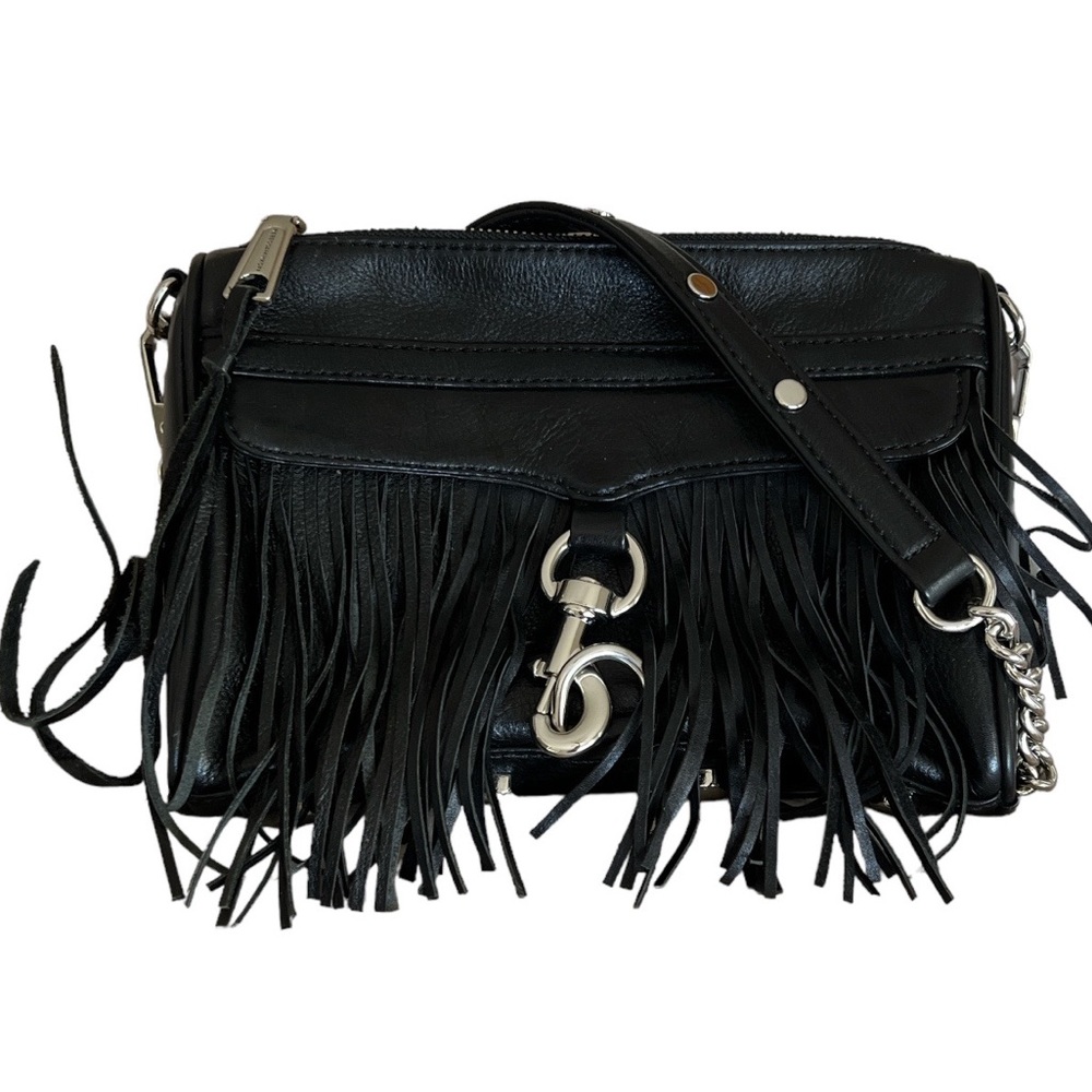 Rebecca Minkoff Black Leather Fringe Crossbody Bag